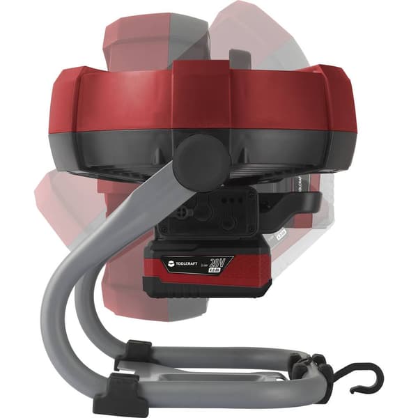 TOOLCRAFT TAWB-200 Batteridriven fläkt 26 W (Ø x H) 275 mm x 350 mm Röd, Grå, Svart LED-indikatorn, Batteridrift möjlig