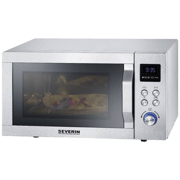 Severin MW 7774 Mikrovågsugn Rostfritt stål (borstat), Silver 900 W Grillfunktion, med pizzafunktion, Varmluftsfunktion