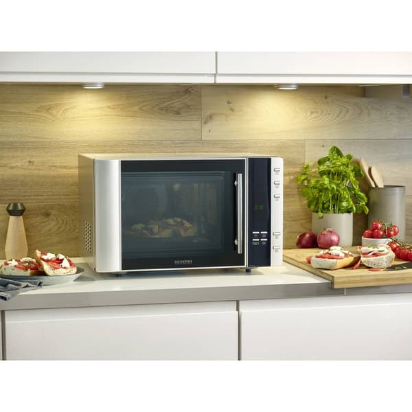 Severin MW 7775 Mikrovågsugn Silver-svart 900 W Varmluftsfunktion, Grillfunktion