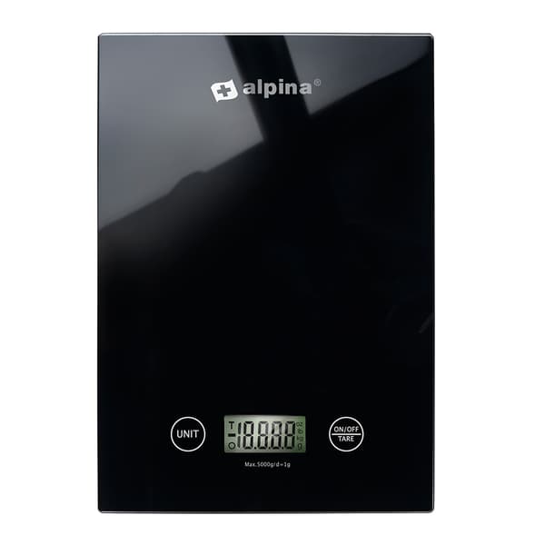 Alpina køkkenvægt 5 kg kapacitet - svart med kompakt design