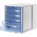 Miniatyrbild 2 av 4: Förvaringsbox SYSTEMBOX, DIN A4 och större, 5 slutna utdragslådor, genomskinlig-blå