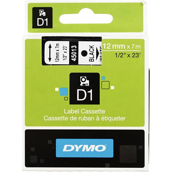 Dymo tejp - B: 12 mm - Vit - 7 m