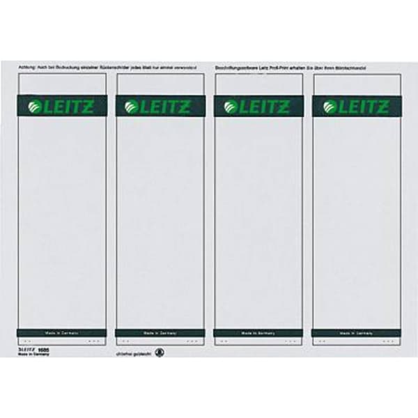 Leitz Mappetiketter 1685-20-85 61 x 191 mm Papper Grå Permanent 100 st