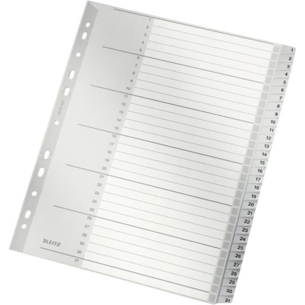 Leitz register siffror, plast, grått