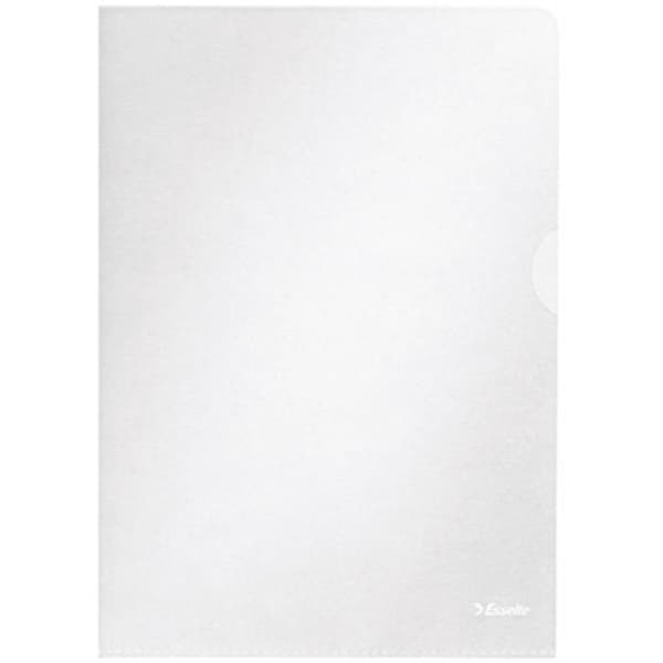 Esselte plastficka Standard Plus DIN A4 öppning upptill och till höger dokumentäkta polypropylen transparent grynig 100