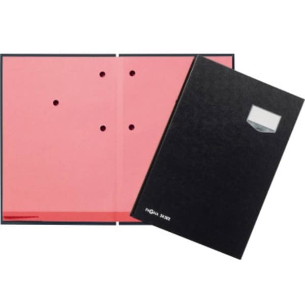 PAGNA underskriftsmapp de Luxe DIN A4 plast svart rosa 20 fack