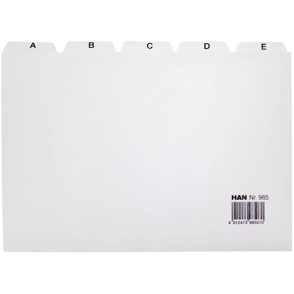 HAN 985 Kartotek register DIN A5 tvärs A-Z Polypropylen Grå 25 registerblad 985