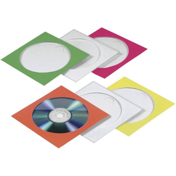 Hama CD-fodral 00078369 1 CD/DVD/Blu-Ray Röd, Grön, Blå, Orange, Gul Papper 100 st