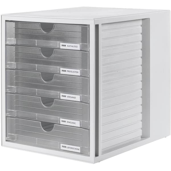 HAN SYSTEMBOX 1450-63 Skuffeboks Grå A4 , C4 Antal skuffer: 5