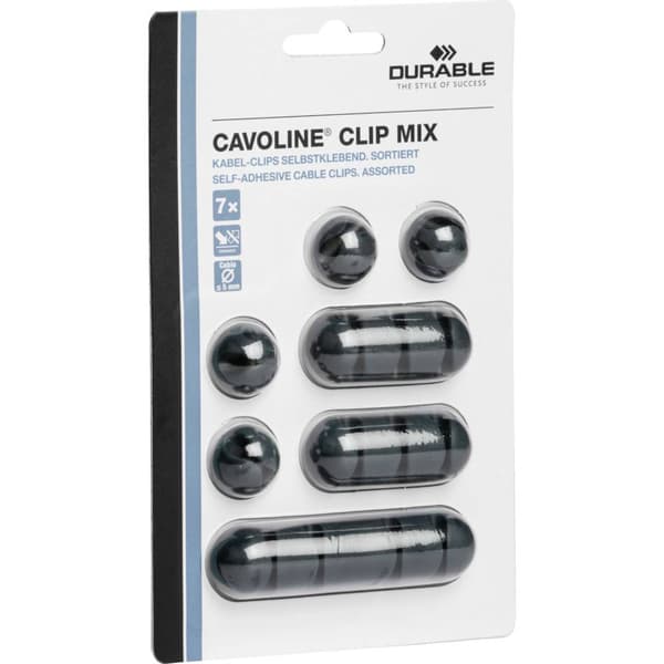Durable Kabelklämma, set CAVOLINE® CLIP MIX 504137 7 st Grafit