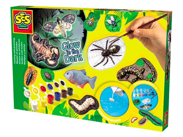 SES Creative Children''s Scary Animals Glow in the Dark Casting and Painting Set, Støpe/malesett for barn, 5 år, Flerfarget