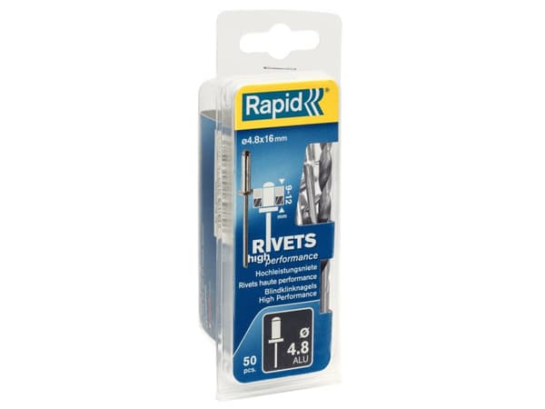 Rapid 5000390, Aluminium, Stål, Rustfritt stål, RP10 , RP40, RP60, RP100, 4,8 mm, 16 mm, 45 mm
