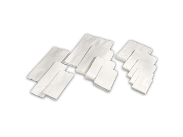 Bread bag, 140 x 175 mm, 1 lag Flad film, Papir, 1. lag 1 g/m2, hvid pakke a 1000 stk, palle 84 kass
