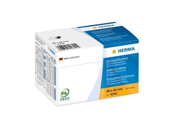 HERMA - Matt - självhäftande - vit - 89 x 42 mm 250 stk (1 rulle/rullar x 250) adresslappar