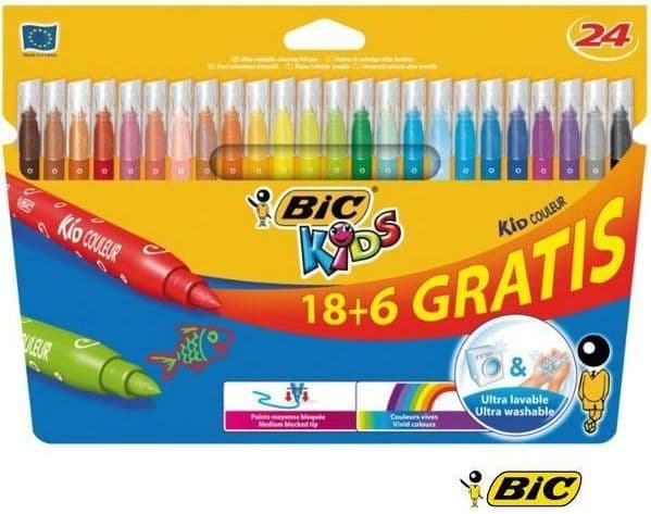 BIC KiDS KID COULEUR - Markering - vattenbaserat bläck - 0.8 mm - medel (paket om 24)
