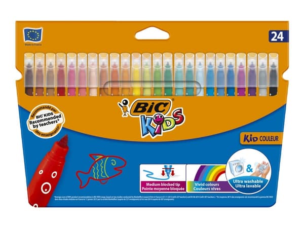 BIC KiDS KID COULEUR - Markering - vattenbaserat bläck - 0.8 mm - medel (paket om 24)