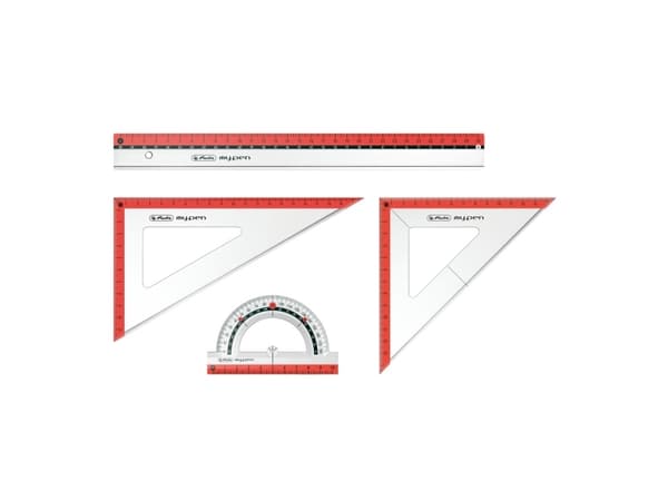 Herlitz 11368222, Protraktor, linjal, triangel, 4 st, flerfärgad, 30 cm, 10 cm, Blister