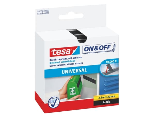 Tesa On & Off - Festeklister - 2 cm x 1 m - hvit