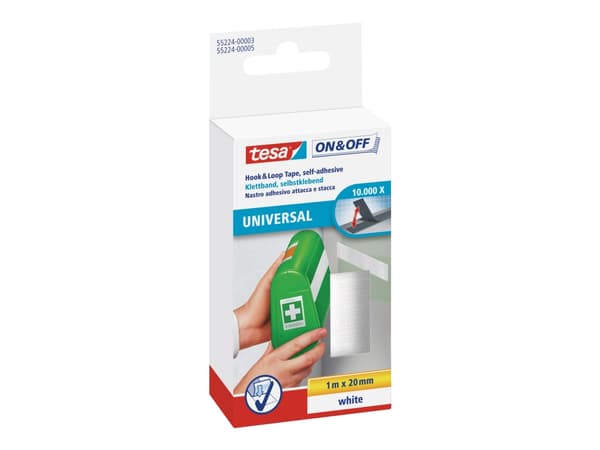 Tesa On & Off - Festeklister - 2 cm x 1 m - hvit