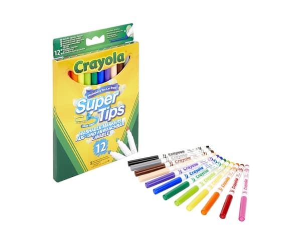 Crayola Super Tips - Markør - assorterede farver (pakkaus 12 kpl)