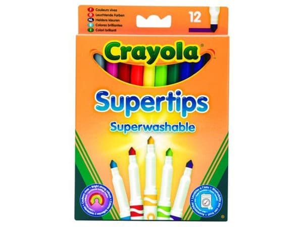 Crayola Super Tips - Markør - assorterede farver (pakkaus 12 kpl)