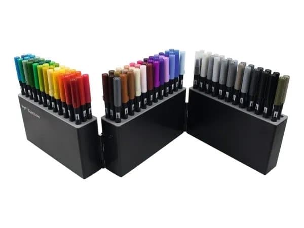 Tombow ABT-108C, 107 kpl, Monivärinen, Harjas/ohut pää, Pyöreä, 0,8 mm, 3,3 mm