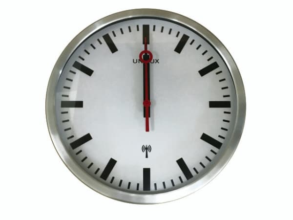 Unilux 400124567, Vegg, Radiostyrt klokke, Rund, Grå, Metallisk, Stål, Glass