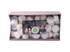 Fyrfadslys Brændetid 7 timer neutral voks fra rapsolie i Plast Klar,4 pk x 72 stk/krt