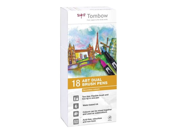 Marker Tombow ABT Dual Brush 18P-2 sekundära färger (18 st.)