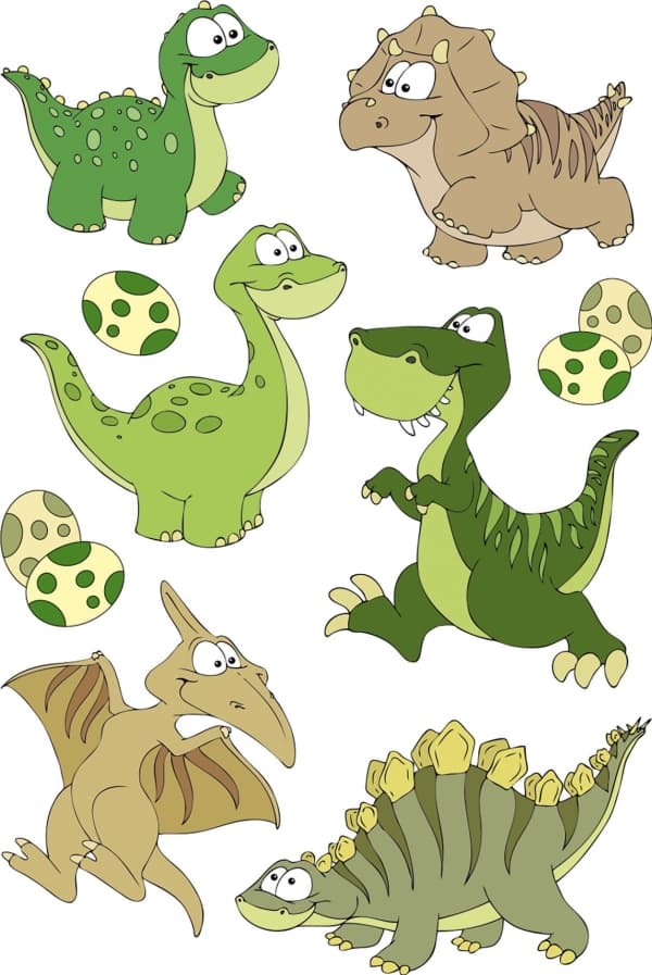 HERMA 15512, Muovi, Monivärinen, Dinosaurus, Kiinteä, 9 kpl, 1 arkkia