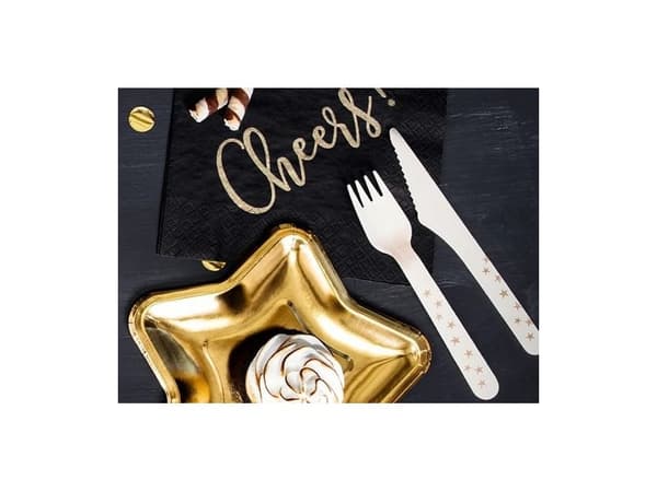 Party Deco Träbestick Stjärnor, guld, 16 cm, 18 st universal