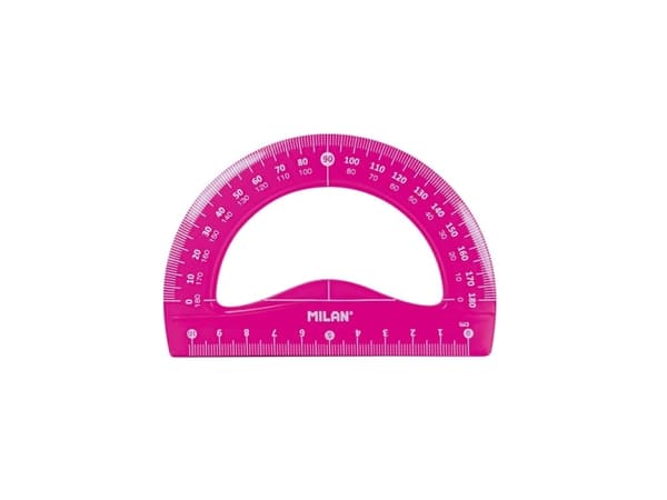 Milan Flex & Resistant Acid, Protractor, Linjal, Triangel, 4 styck, Rosa, 45° & 60°, Halvcirkel, 108 g