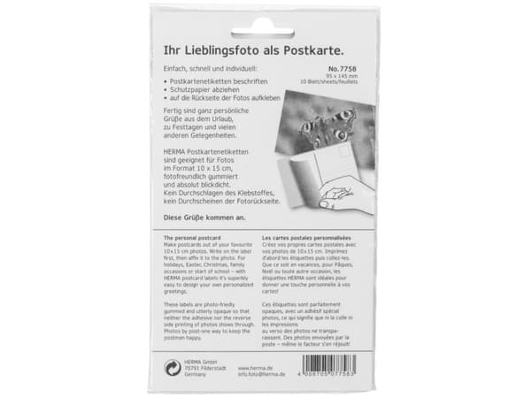 HERMA - Vit - 95 x 145 mm 10 etikett (er) (1 ark x 10) fotopapper för vykort