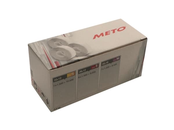 Meto prisetiket permanent 26x16 mm rød 1200 stk./pr./rulle - (karton á 6 ruller)