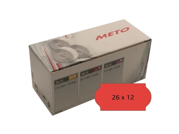 Meto etiket perm 26x12 rød (6rl/1500)