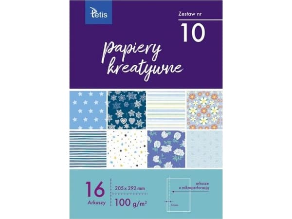 Tetis Creative papirer 205x292mm 16 ark nr. 10 KB030-10