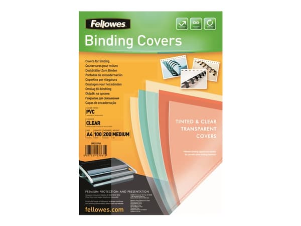 Fellowes - A4 (210 x 297 mm) - 200 micron - selkeä - 100 stk. PVC-sidontalehti - Fellowes Galaxy 500, Galaxy Wire, Pulsar+ 300, Quasar+ 500, Star 150