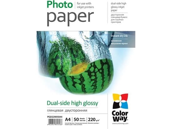 ColorWay - Högblank - A4 (210 x 297 mm) - 220 g/m² - 50 ark fotopapper