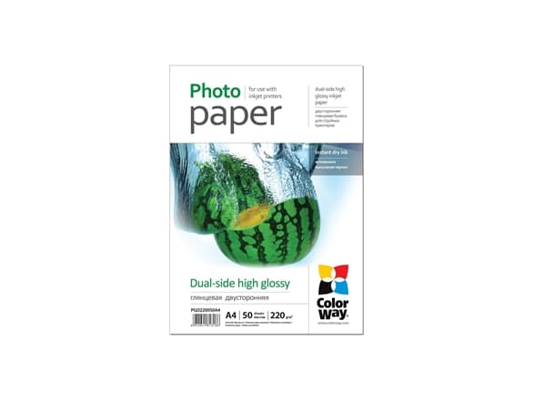 ColorWay - Högblank - A4 (210 x 297 mm) - 220 g/m² - 50 ark fotopapper