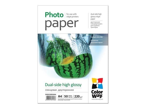 ColorWay - Högblank - A4 (210 x 297 mm) - 220 g/m² - 50 ark fotopapper