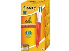 BIC 4 Colours - 4 färgers kulspetspenna - svart, röd, blå, grön - 0.7 mm - fin - indragbar (paket om 12)