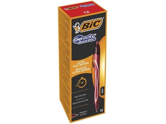 BIC Gel-ocity QuickDry - Rollerball-penna - röd - gelbläck - 0.7 mm - medel - indragbar (paket om 12)
