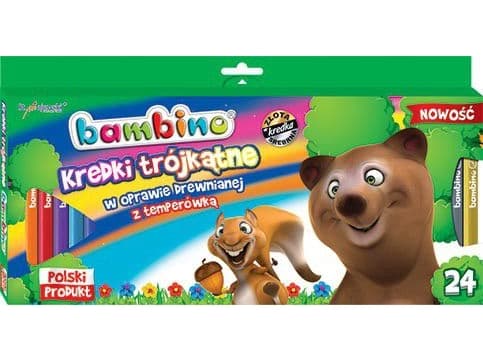 BAMBINO trójkątne krayki 24kol.w drewnie+temp. MAJEWSKI mix hinta per 1 kpl