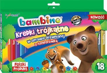 BAMBINO trójkątne krayki 18kol.w drewnie+temp. MAJEWSKI p4, mix hinta per 1 kpl