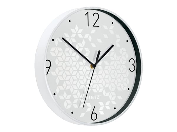 Leitz WOW - Klokke - kvarts - veggmonterbar - 29 cm - white with geometric pattern