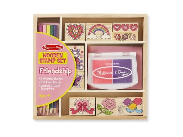 Melissa & Doug Friendship Stamp Set, Stämpelset för barn, 4 År, Giftfri, Multifärg