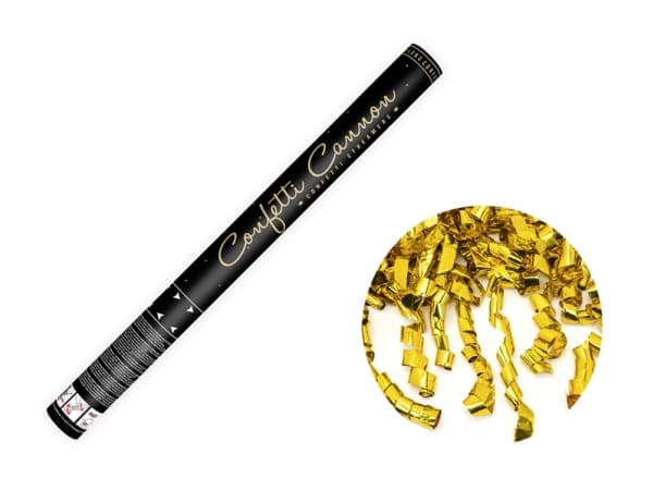 PartyDeco Confetti cannon with streamers, gold, 60cm, Confetti cannon, Gold, Metallic, 1 colours, Stripe, 600 mm, 1 pc(s)