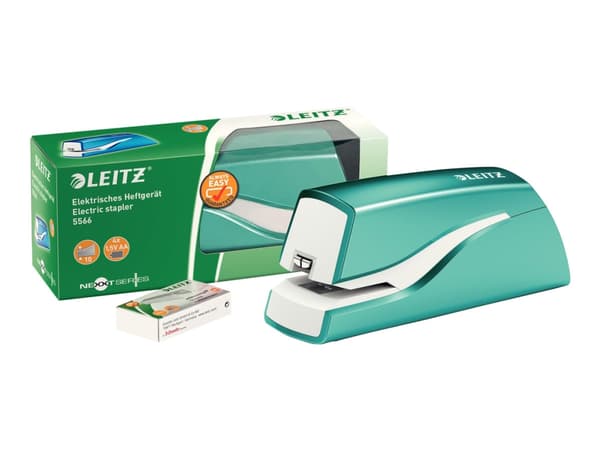 Leitz WOW NeXXt - Elektrisk stiftemaskin - 10 ark / 1 mm - No.10 - isblå