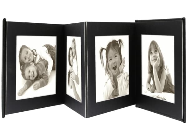 Deknudt Leporello, Musta, 8 arkkia, 15 x 20 cm, 195 mm, 245 mm, 2 cm