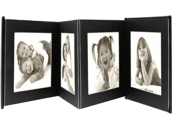 Deknudt Leporello, Musta, 8 arkkia, 15 x 20 cm, 195 mm, 245 mm, 2 cm